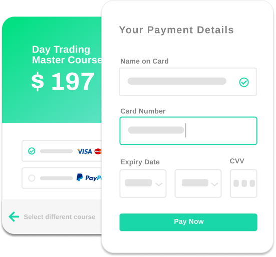 Checkout Page to sell your course.